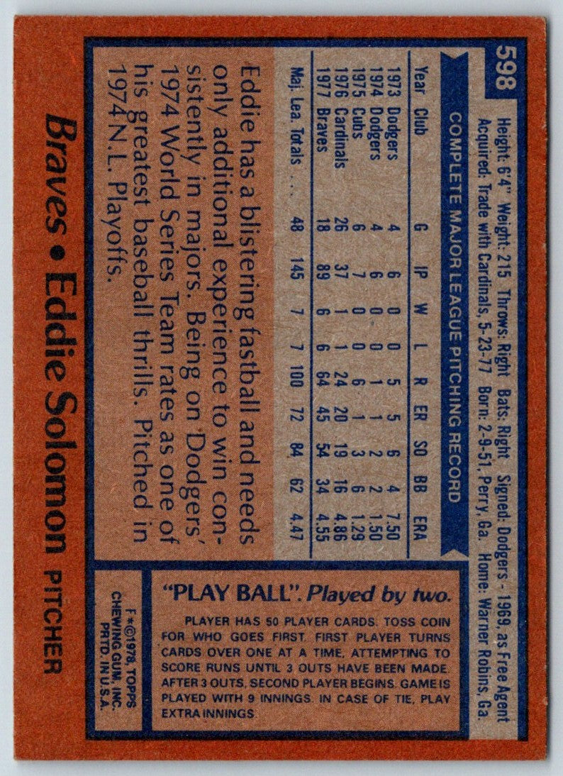 1978 Topps Eddie Solomon