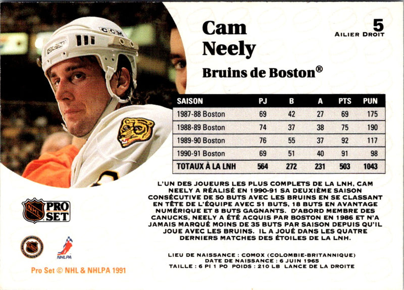 1991 Pro Set French Cam Neely