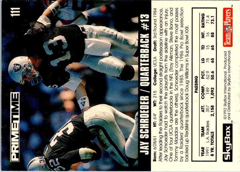 1992 Skybox Impact Jay Schroeder