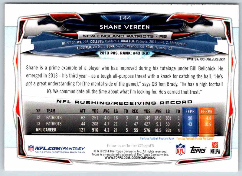 2014 Topps Shane Vereen