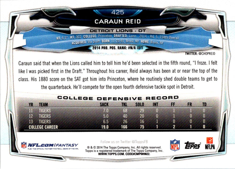 2014 Topps Caraun Reid