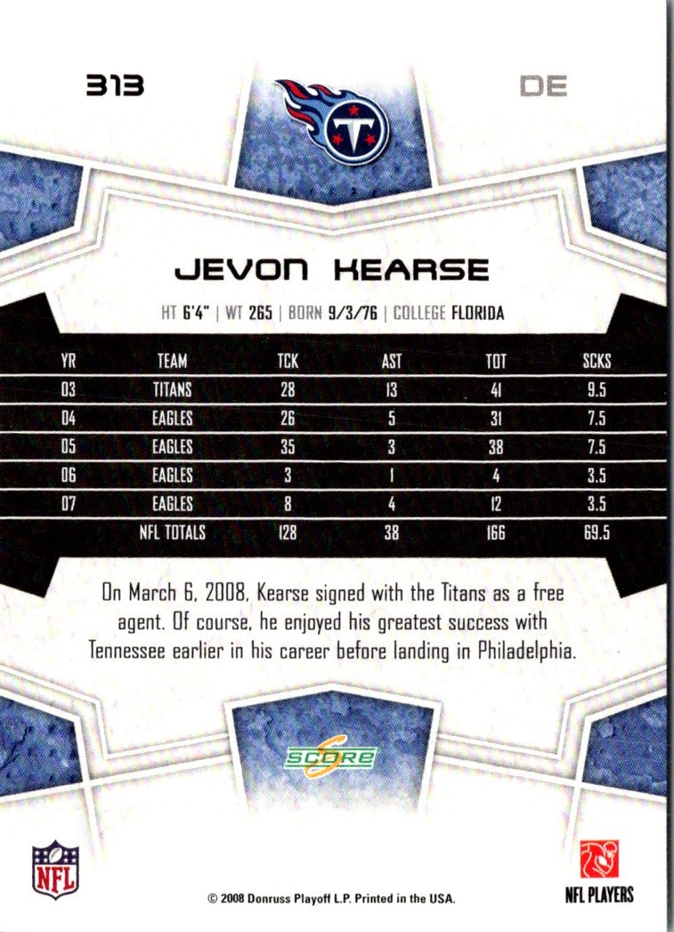 2008 Score Super Bowl XLIII Jevon Kearse