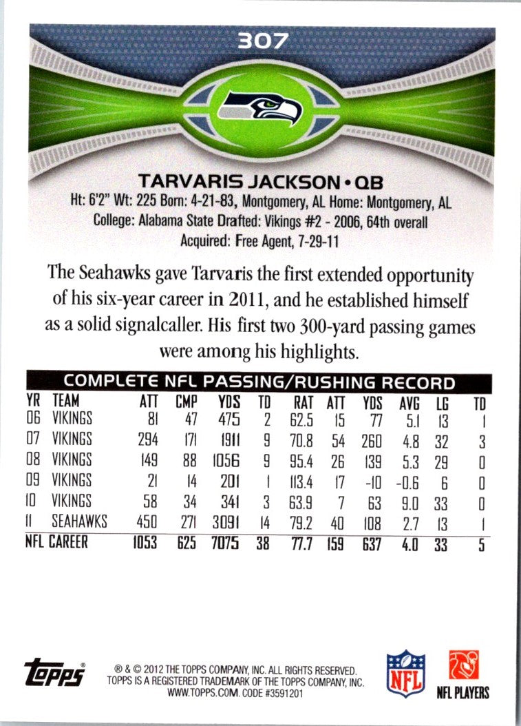 2012 Topps Tarvaris Jackson
