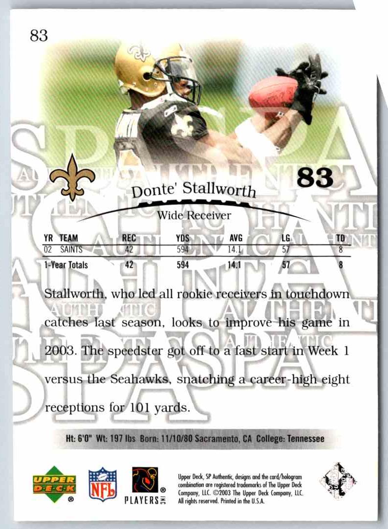 1998 Upper Deck Donte' Stallworth