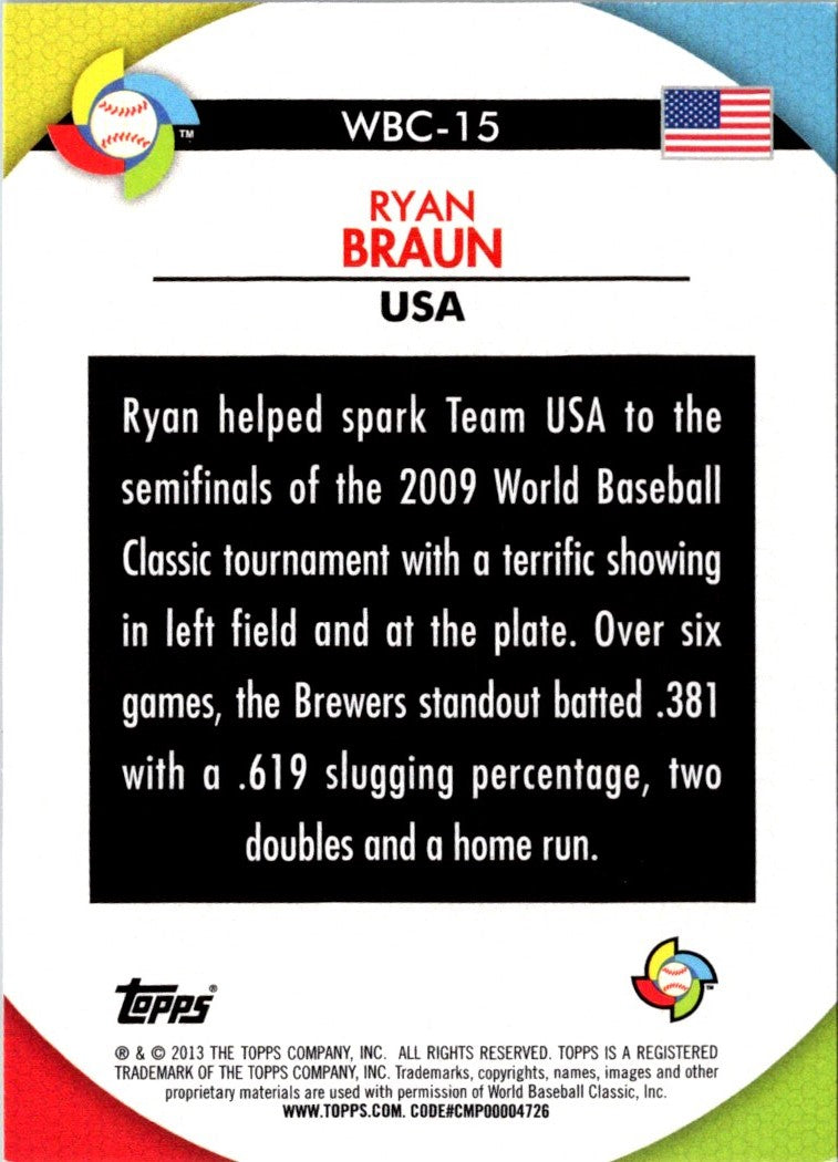 2013 Topps WBC Stars Ryan Braun