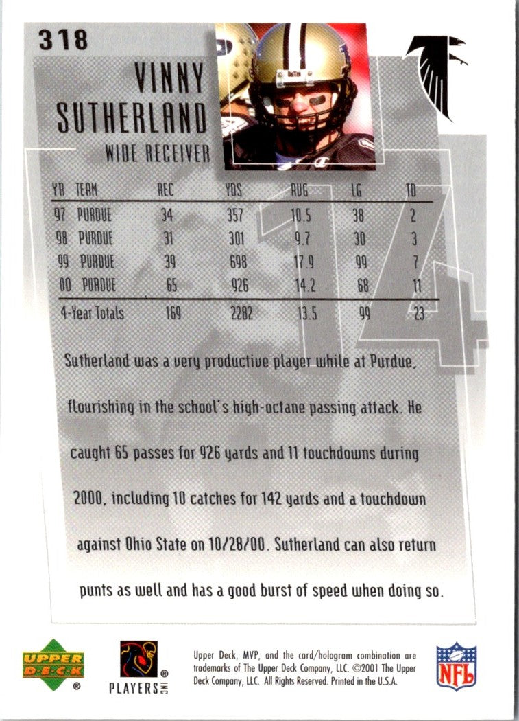 2001 Upper Deck MVP Vinny Sutherland