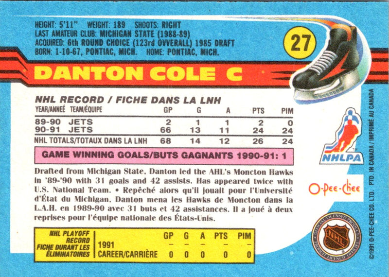 1991 O-Pee-Chee Danton Cole