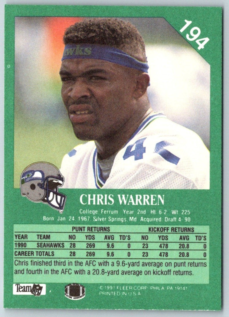 1991 Fleer Chris Warren