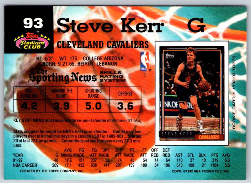 1992 Stadium Club Steve Kerr