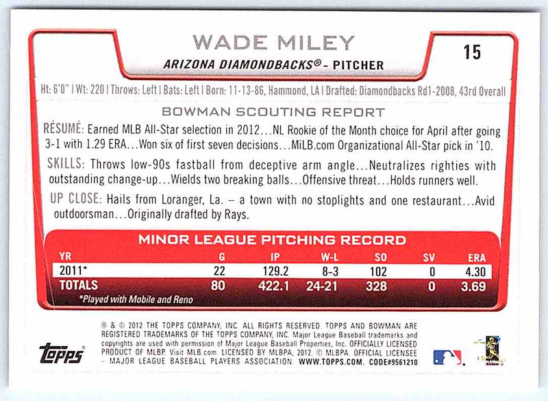 2012 Bowman Wade Miley