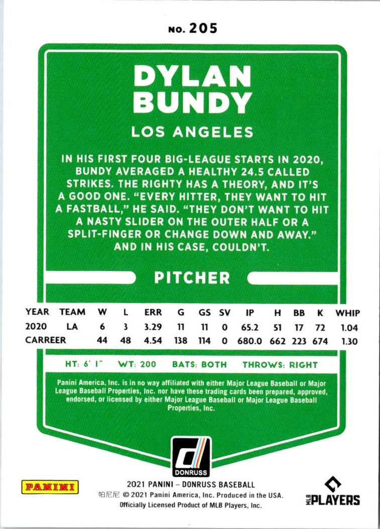 2021 Donruss Dylan Bundy