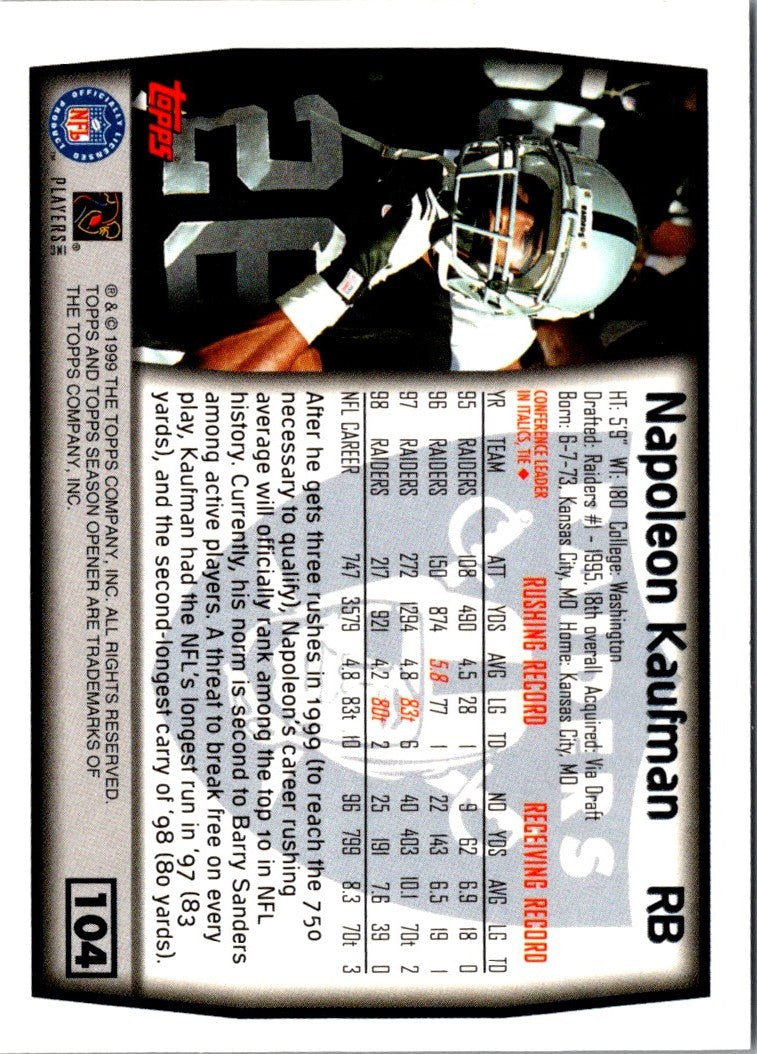 1999 Topps Season Opener Napoleon Kaufman