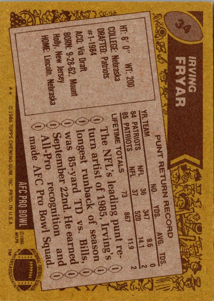 1986 Topps Irving Fryar