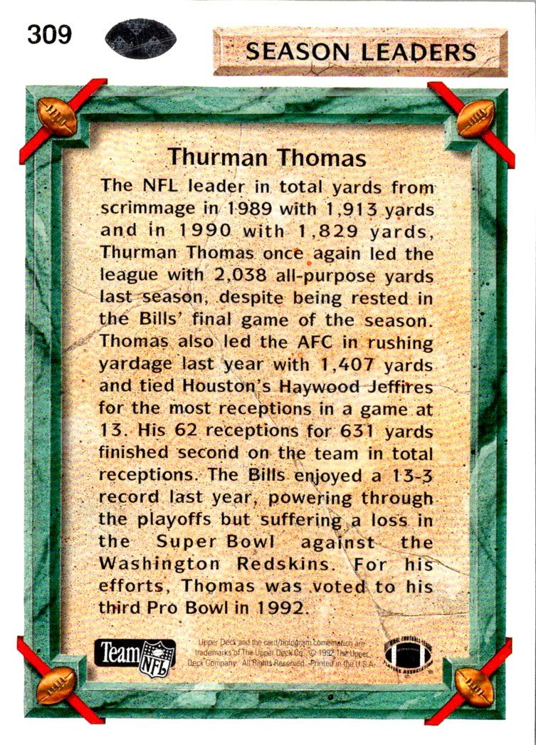 1992 Upper Deck Thurman Thomas