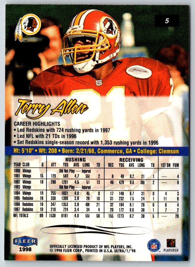 1996 SkyBox Impact Rookies Draft Board Terry Allen/Marcus Allen
