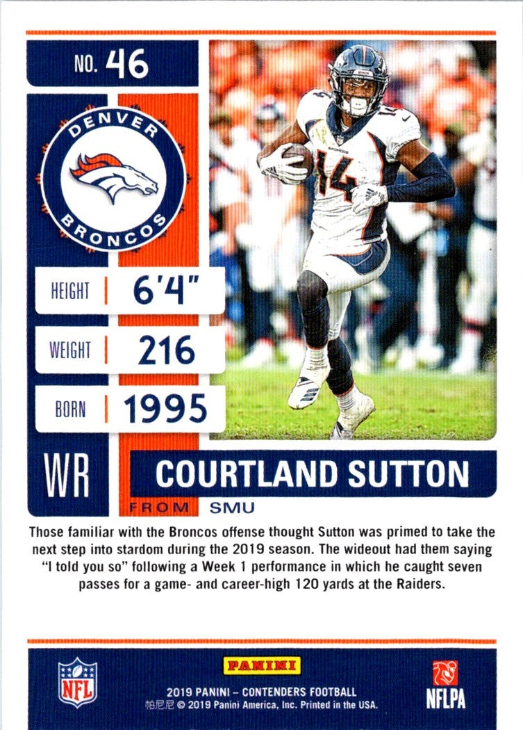 2019 Panini Contenders Courtland Sutton