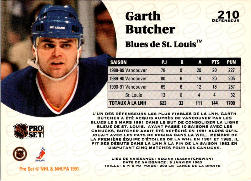 1991 Pro Set French Garth Butcher