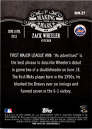 2013 Topps Update Making Their Mark Zack Wheeler