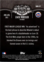 2013 Topps Update Making Their Mark Zack Wheeler #MM-27