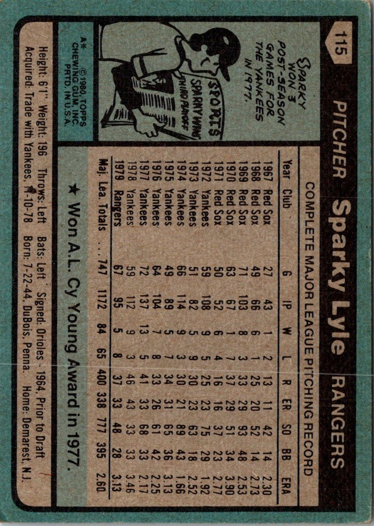 1980 Topps Sparky Lyle