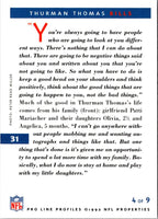 1992 Pro Line Profiles Thurman Thomas #31
