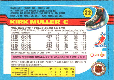 1991 O-Pee-Chee Kirk Muller #22