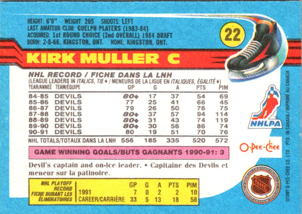 1991 O-Pee-Chee Kirk Muller #22