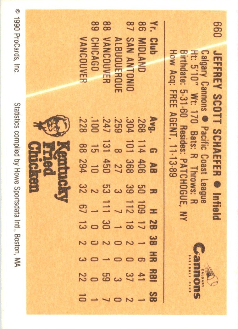 1990 ProCards Jeff Schaefer