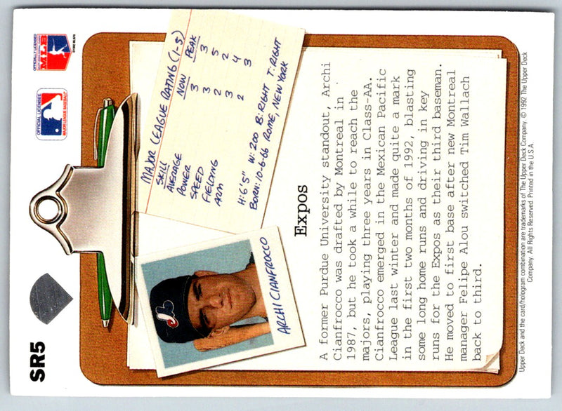 1992 Upper Deck Scouting Report Archi Cianfrocco