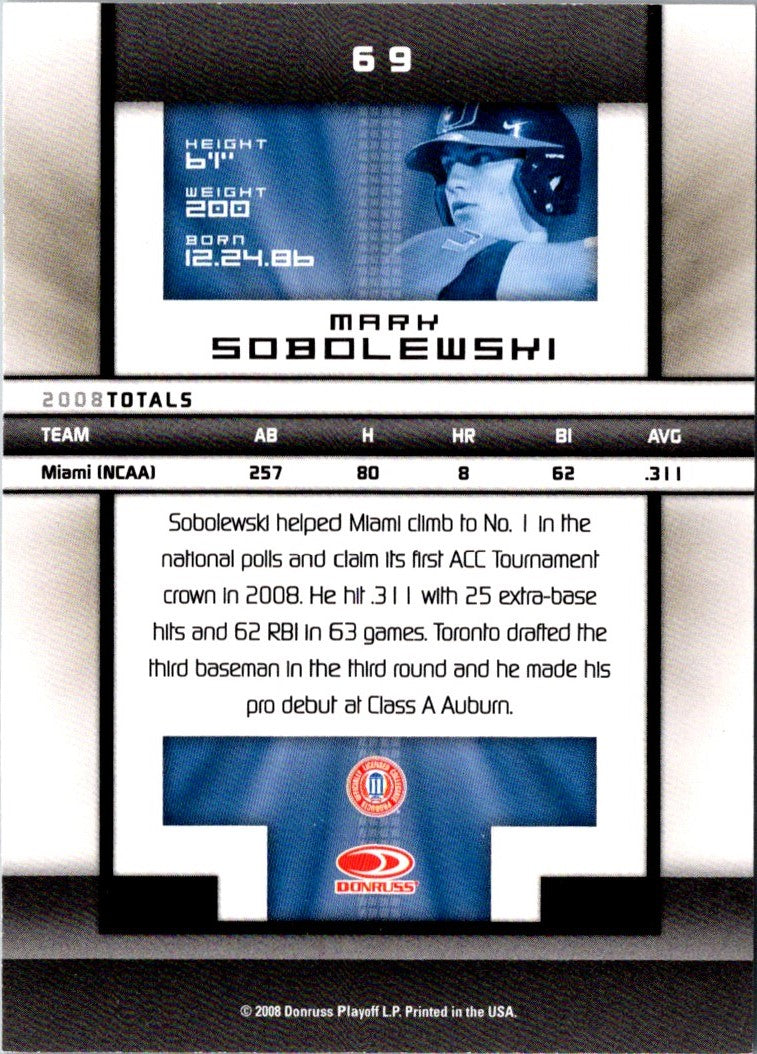 2008 Donruss Elite Extra Edition Mark Sobolewski