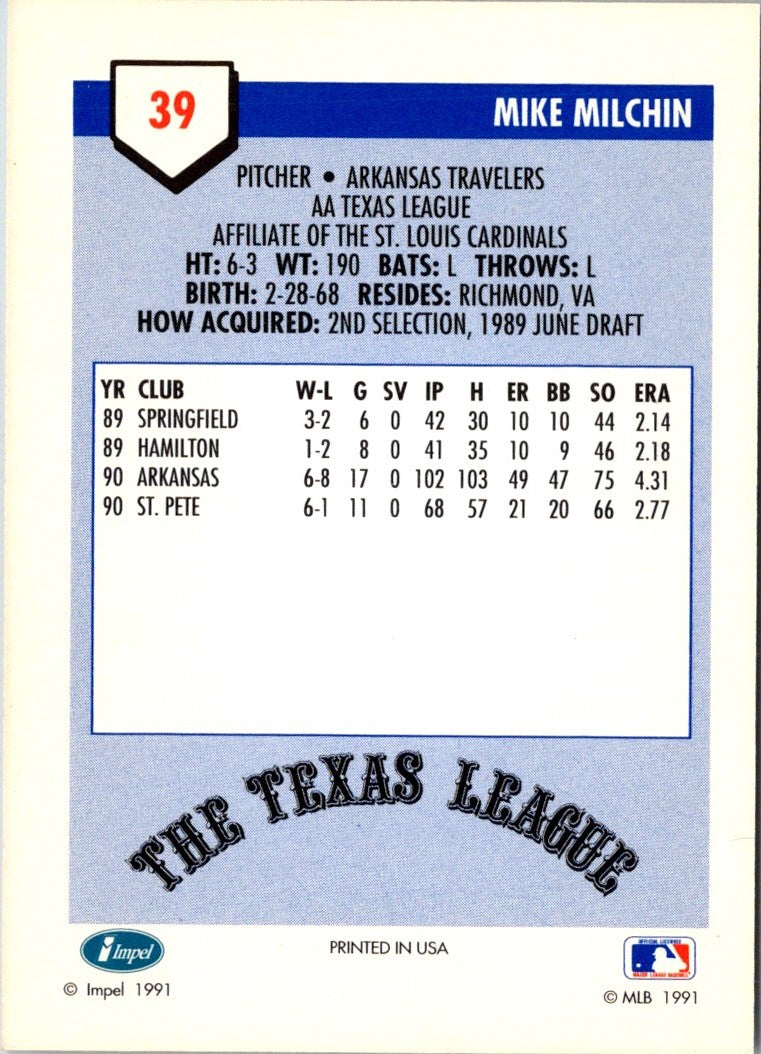 1991 Line Drive AA Mike Milchin
