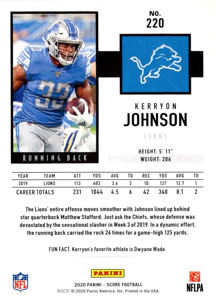 2020 Score Kerryon Johnson