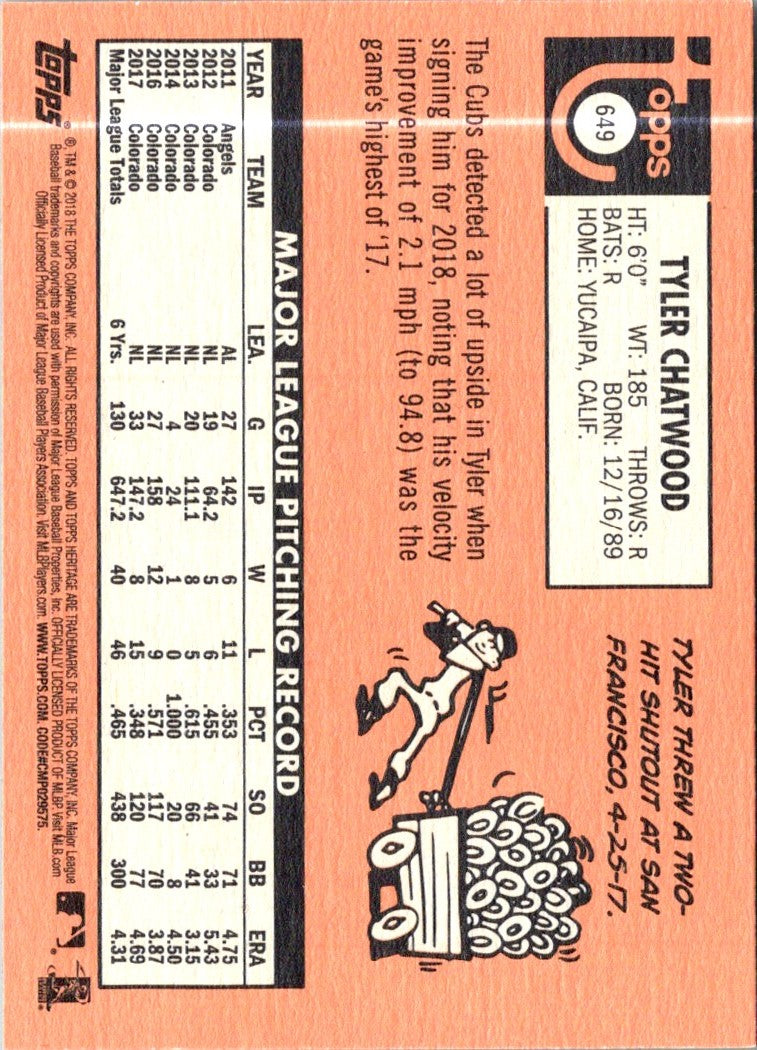 2018 Topps Heritage Tyler Chatwood