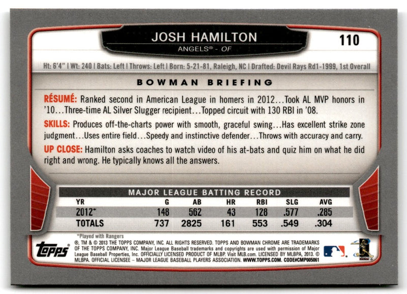 2013 Bowman Chrome Josh Hamilton