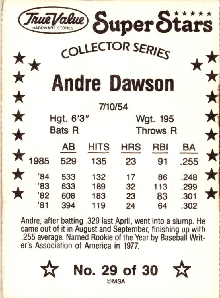 1986 True Value Andre Dawson