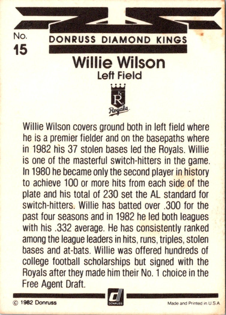 1983 Donruss Willie Wilson