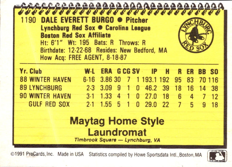 1991 ProCards Dale Burgo