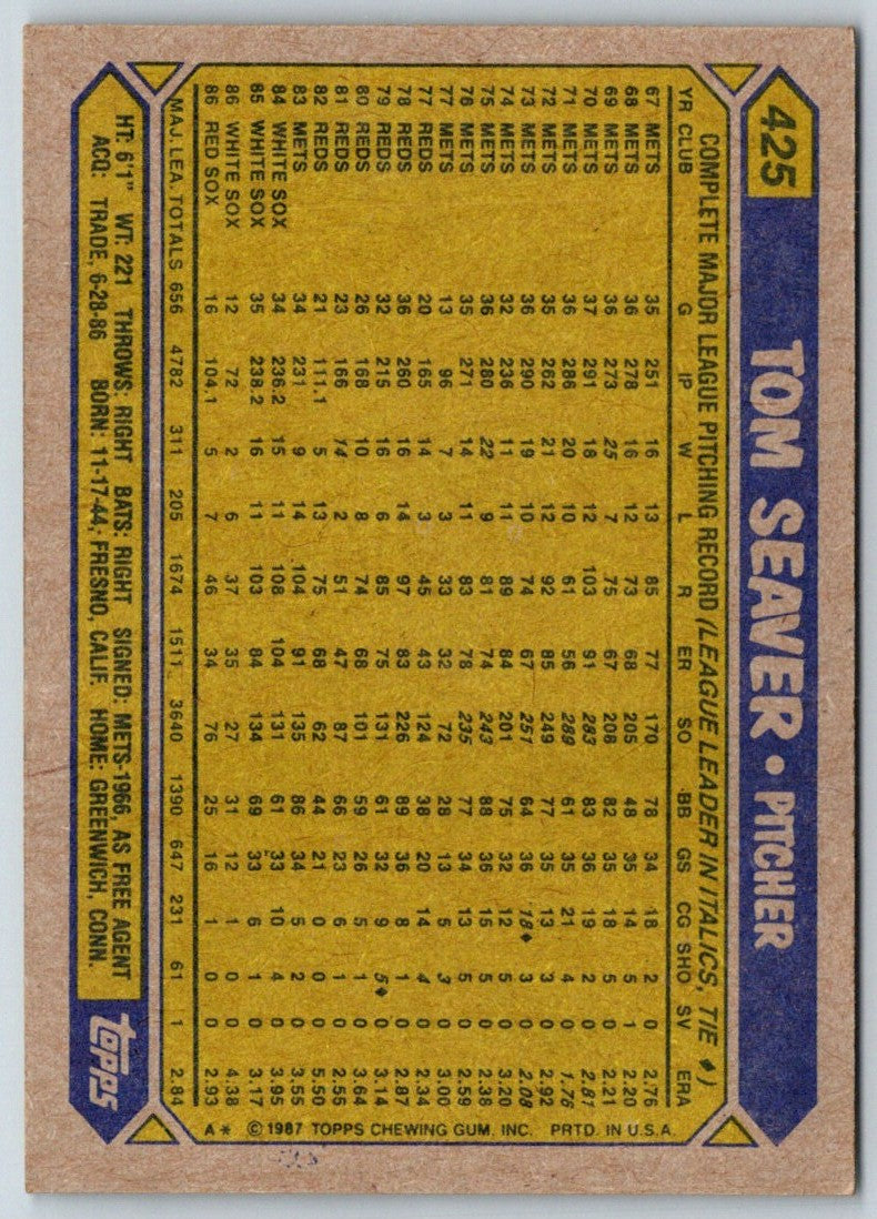 1987 Topps Tom Seaver