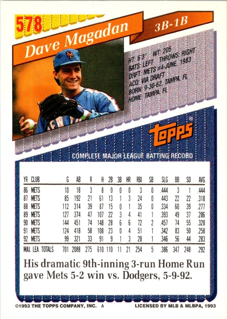 1993 Topps Gold Dave Magadan