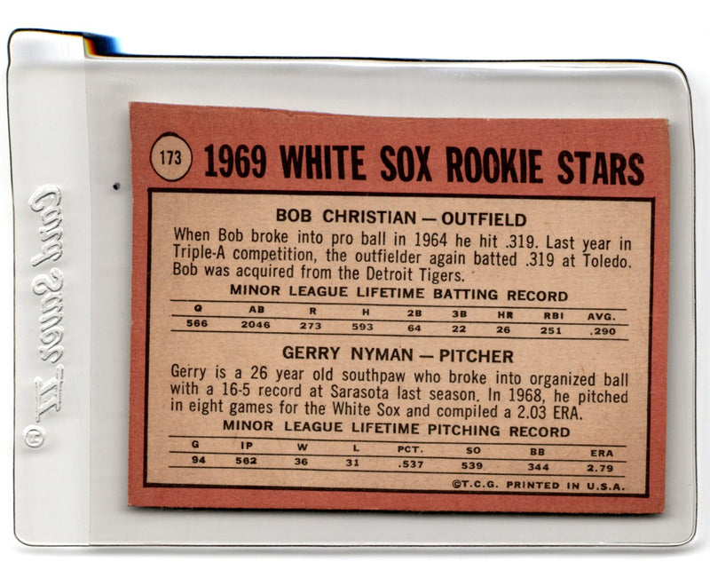 1969 Topps White Sox Rookies - Bob Christian/Gerry Nyman