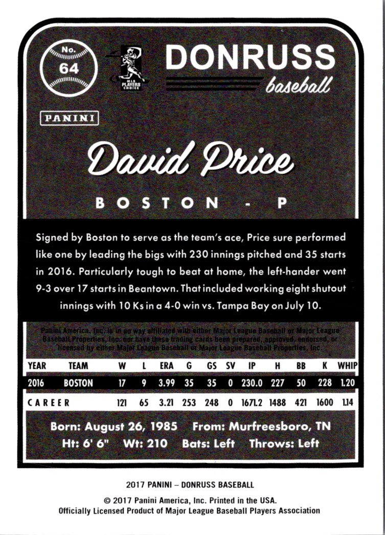 2017 Donruss David Price