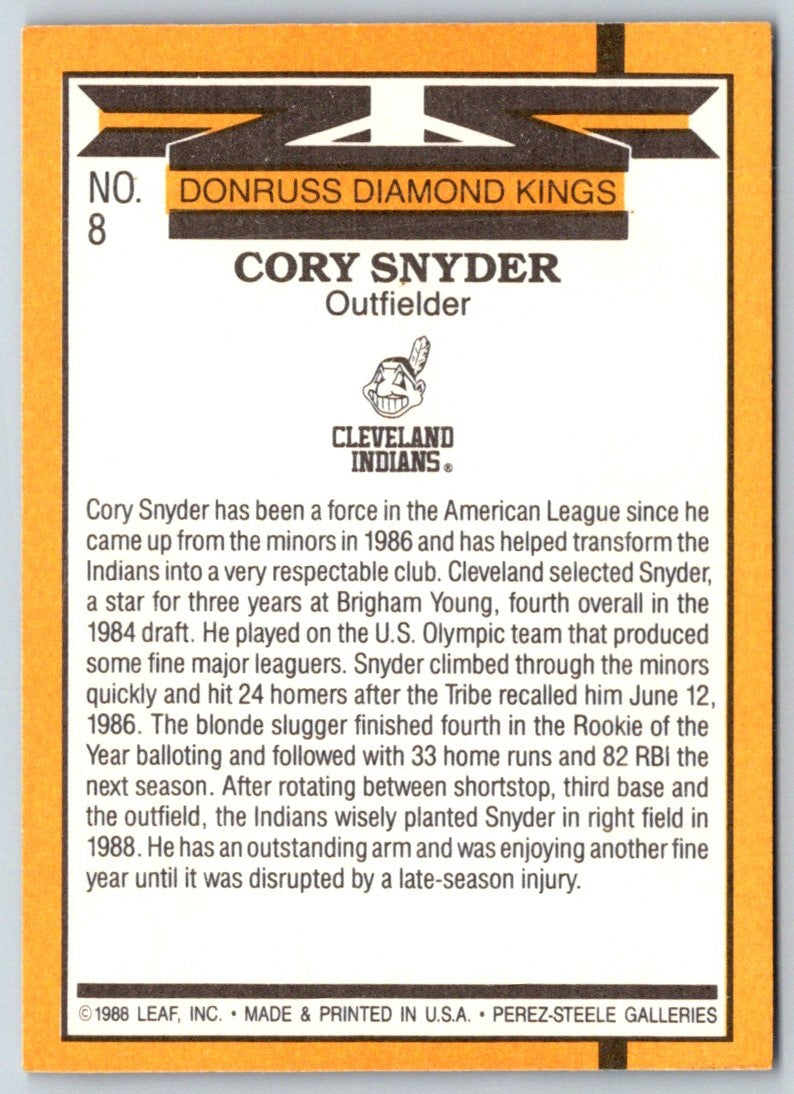 1989 Donruss Diamond Kings Cory Snyder