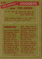 1985 Topps Tom Lasorda #601