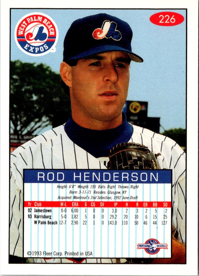 1993 Fleer Excel Rod Henderson