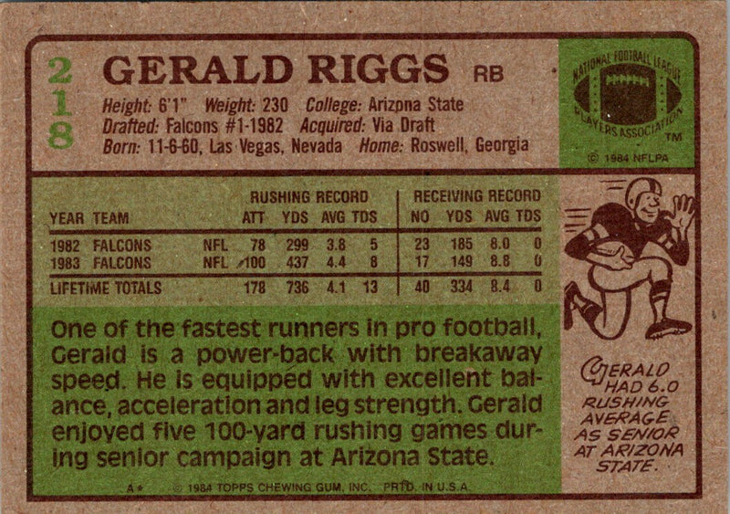 1984 Topps Gerald Riggs