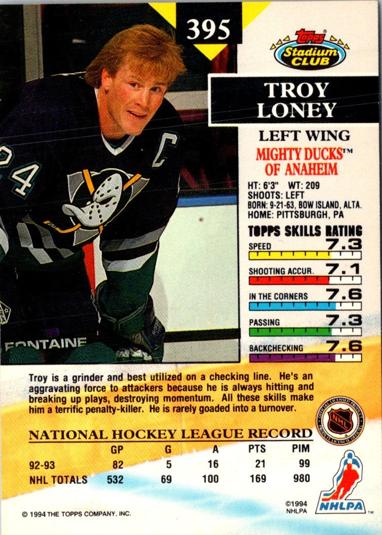 1993 Stadium Club Troy Loney