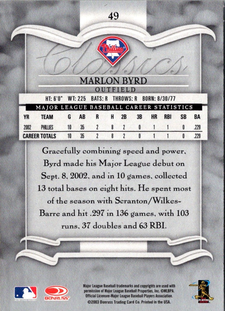 2003 Donruss Classics Marlon Byrd
