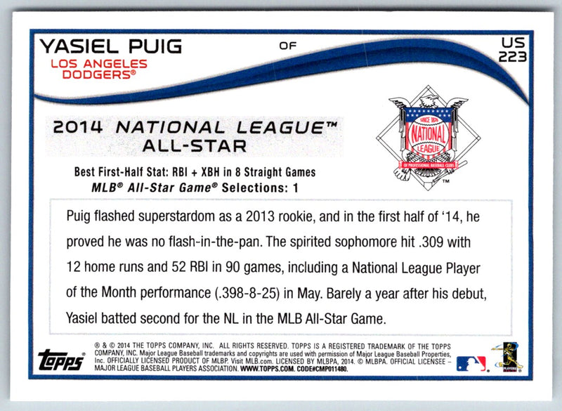 2014 Topps Update Yasiel Puig