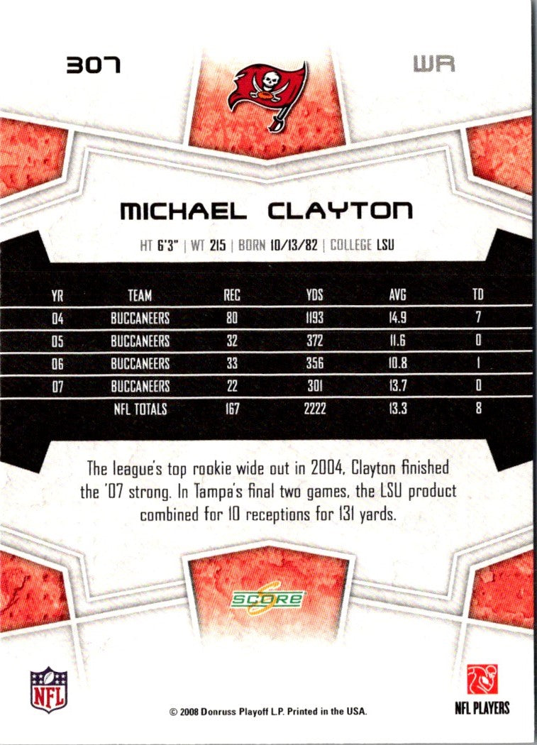 2008 Score Super Bowl XLIII Michael Clayton