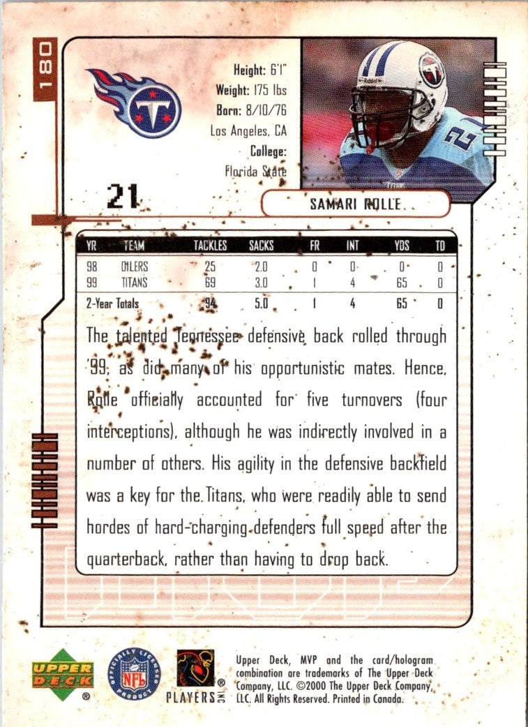 2000 Upper Deck MVP Samari Rolle